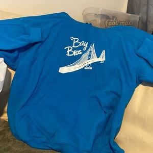 Blue BayBros. Hoodie with White Logo.